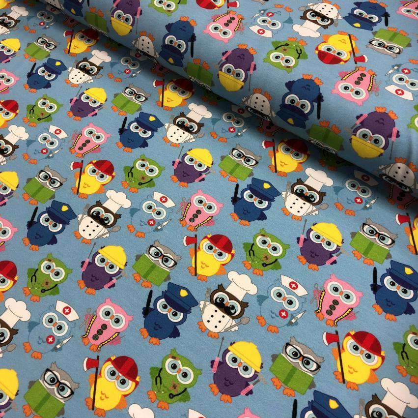 Arbeidsugler blå - økologisk jersey