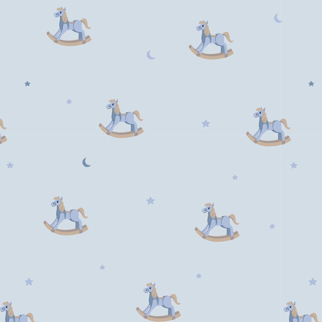 Bambus-Jersey blå gyngehest