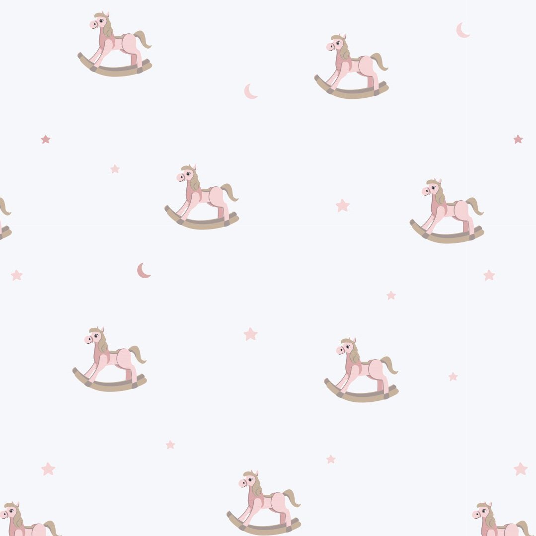 Bambus-Jersey rosa & hvit gyngehest