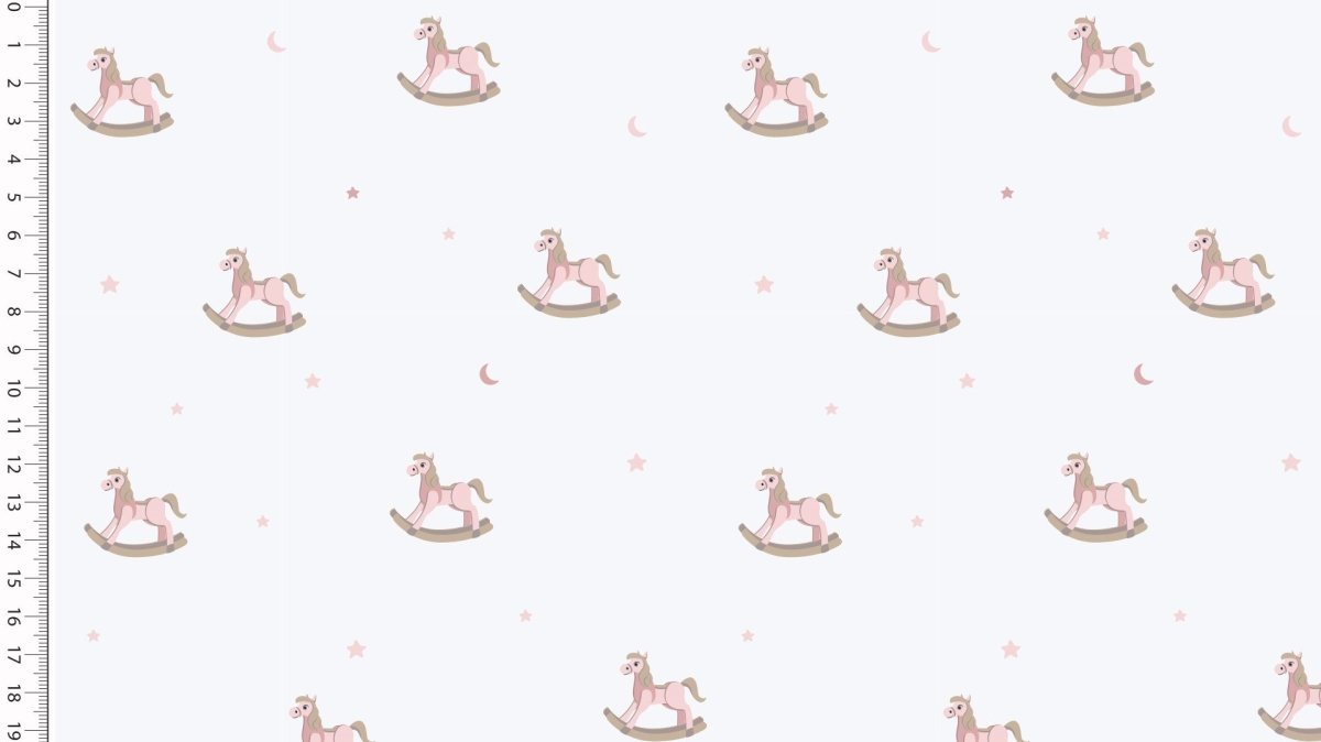 Bambus-Jersey rosa & hvit gyngehest