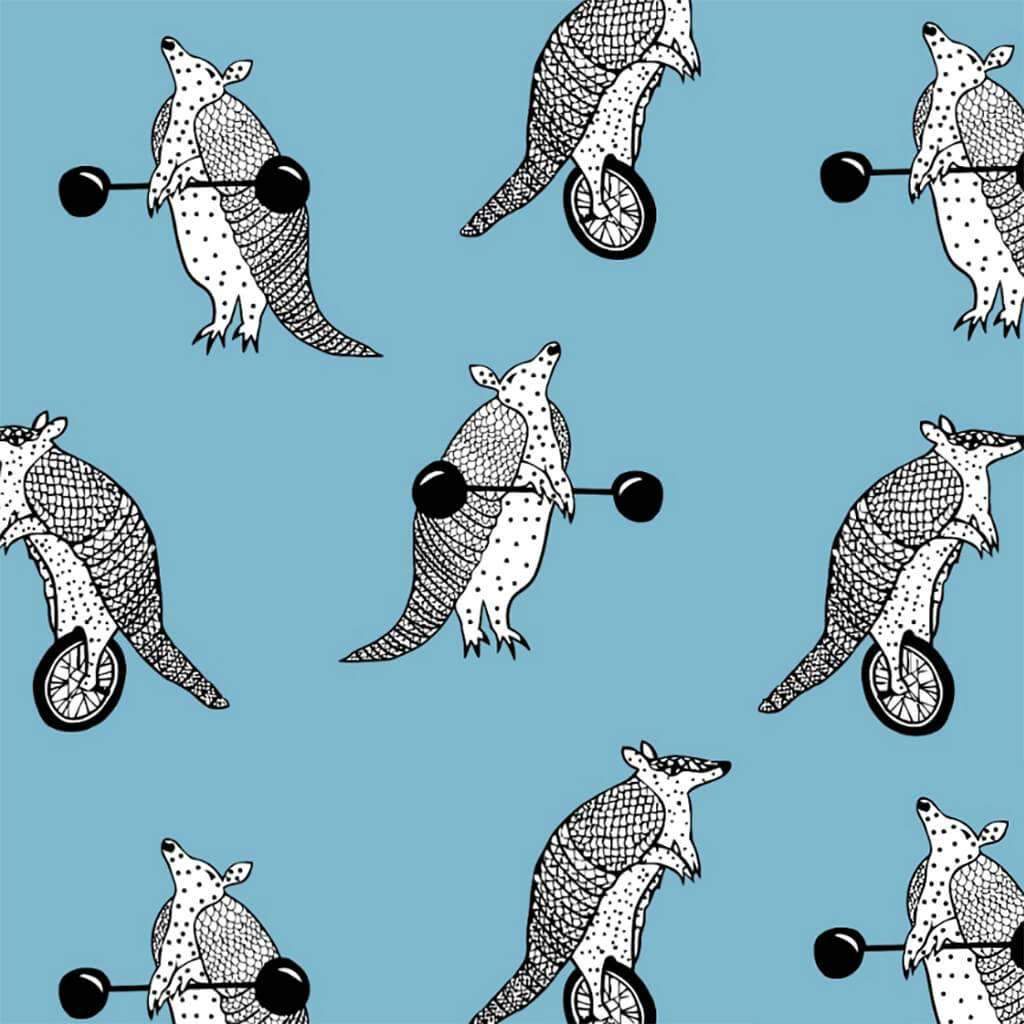 Beltedyr blå i økologisk mønstret jersey - MiaMea Design