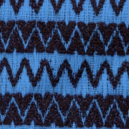 Blå & Svart ullblandings med Zigzag mønster