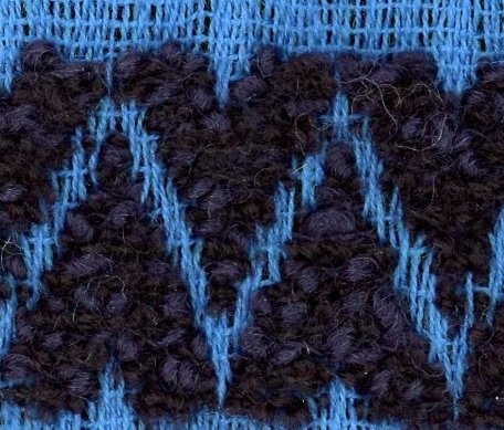 Blå & Svart ullblandings med Zigzag mønster