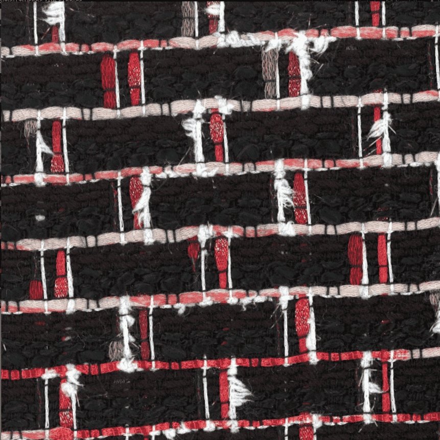 Black Red and Off White Tweed stoff