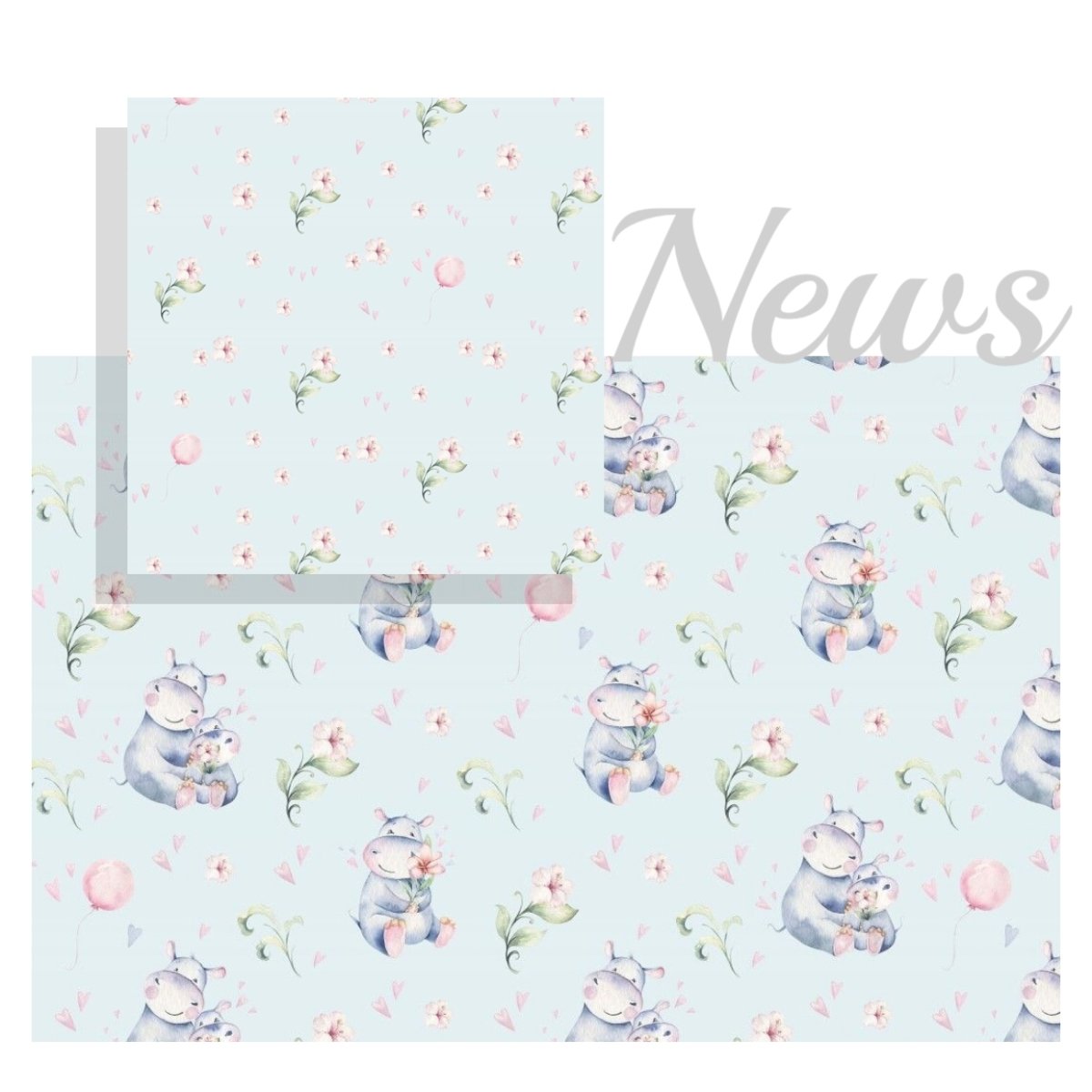 Bomulls Poplin - Flowers & Baloons pink