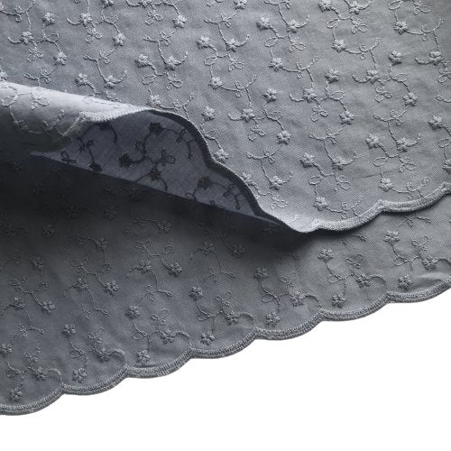 Bomullsbroderi blomster - Jeansblå