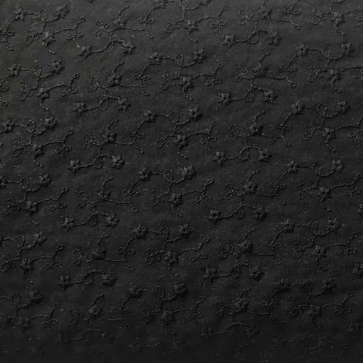 Bomullsbroderi blomster - Svart