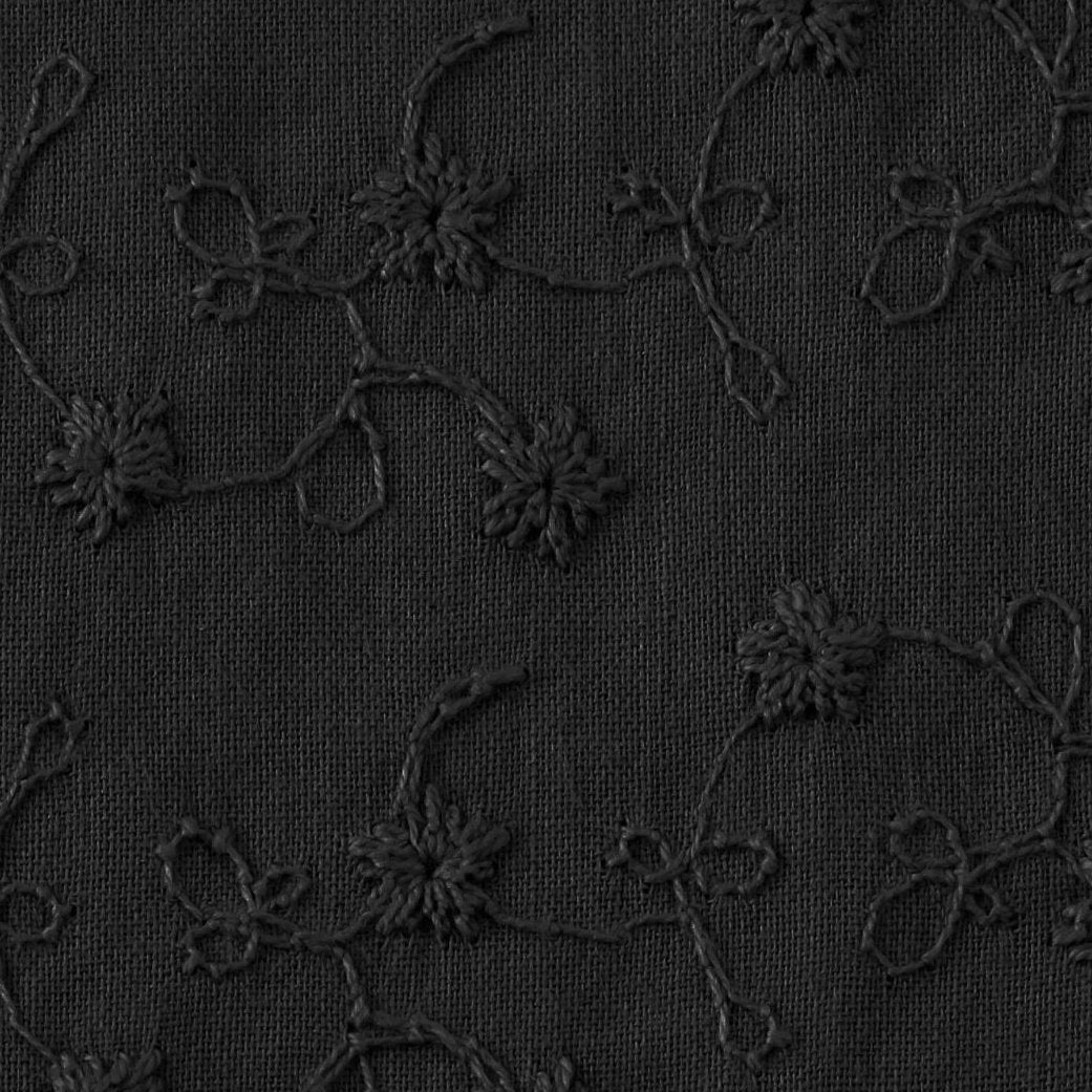 Bomullsbroderi blomster - Svart