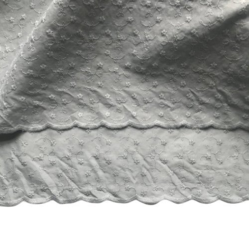 Bomullsbroderi blomster - Vintage Green