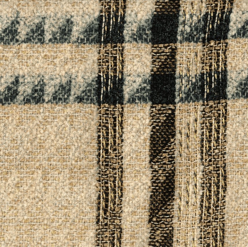 Camel Black Green and Gold Tweed stoff