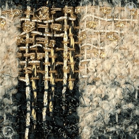 Camel Black Green and Gold Tweed stoff