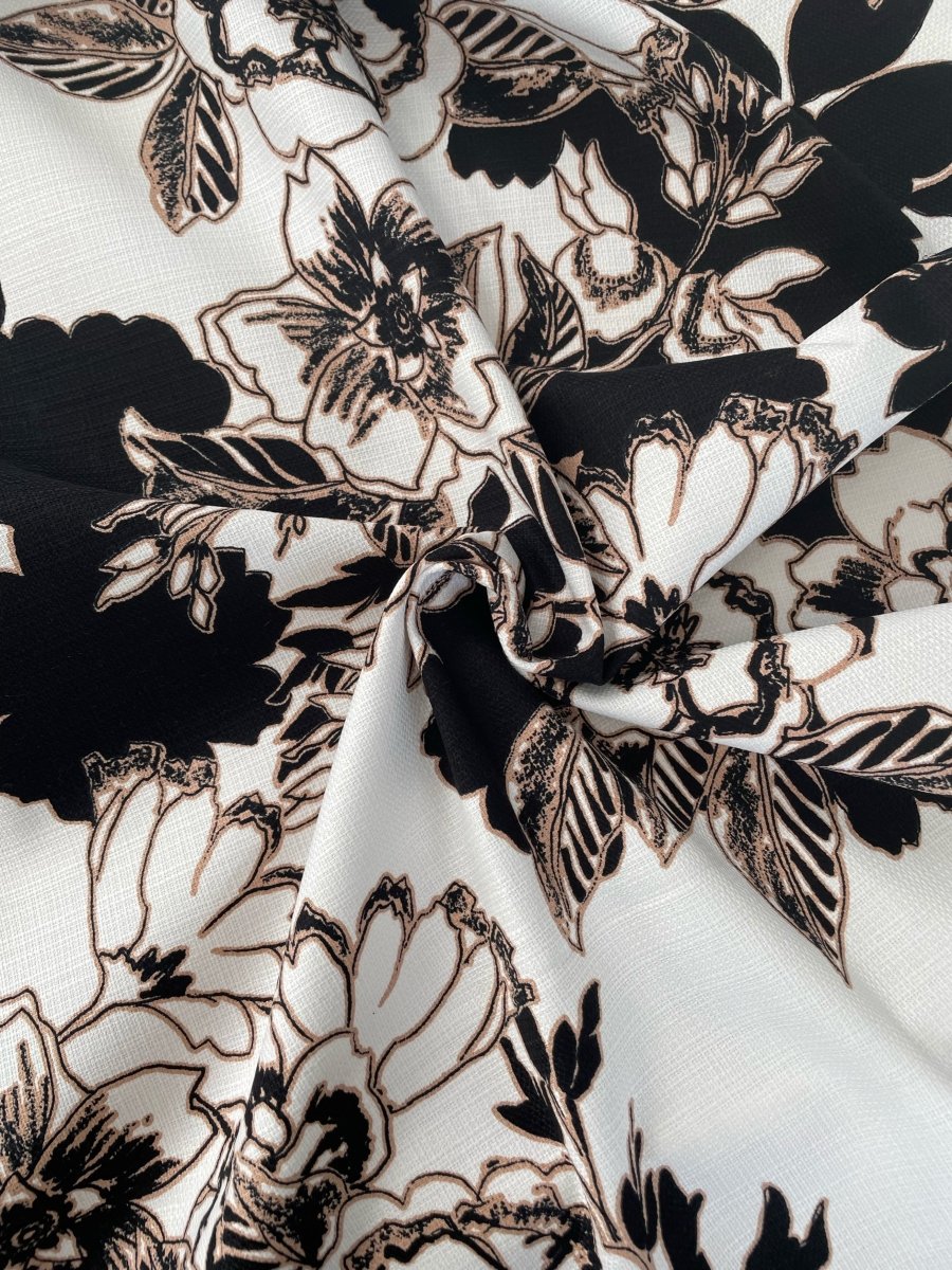 Cotton Black & Beige Flowers
