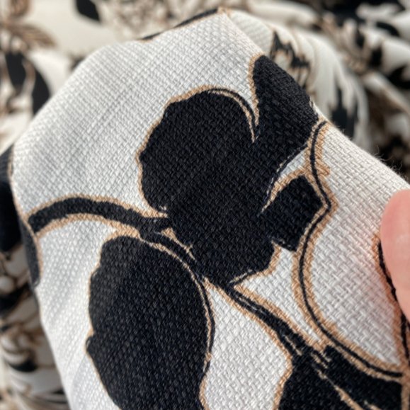Cotton Black & Beige Flowers