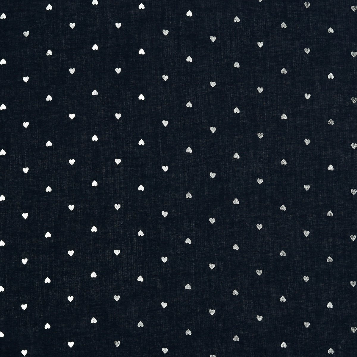 Cotton Foil Hearts - Navy