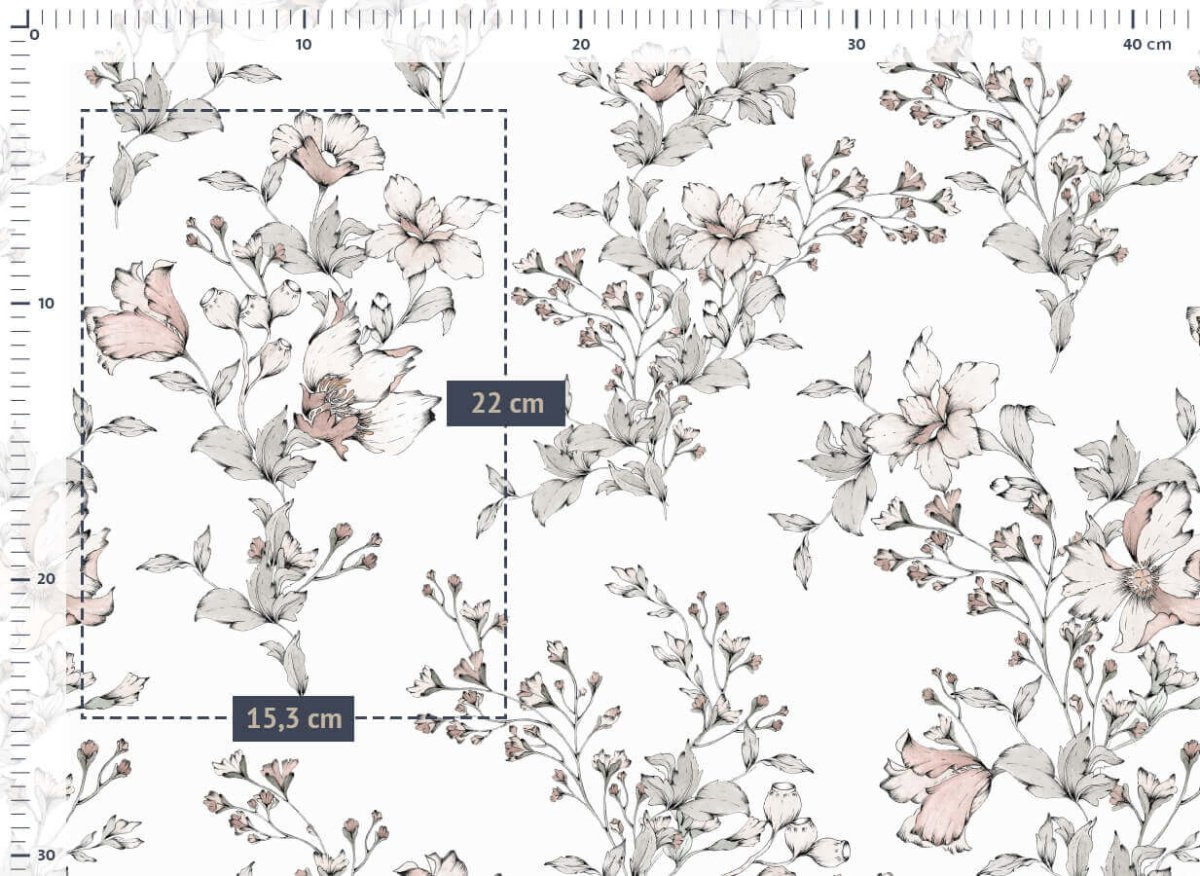 Delicate Flowers - vevd bomull