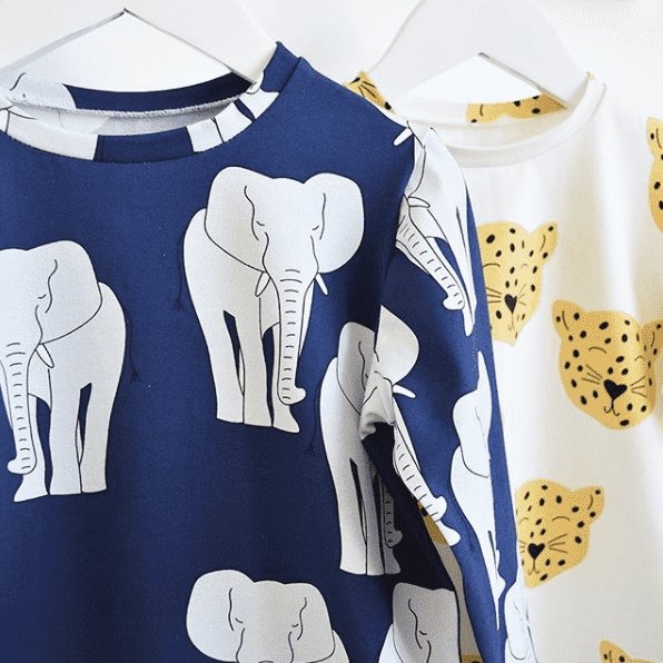 Elephant Dark Blue - økologisk jersey Joseli Design