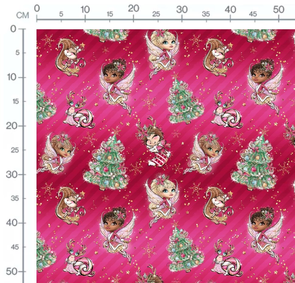 Flying Christmas Fairies - vevd bomull