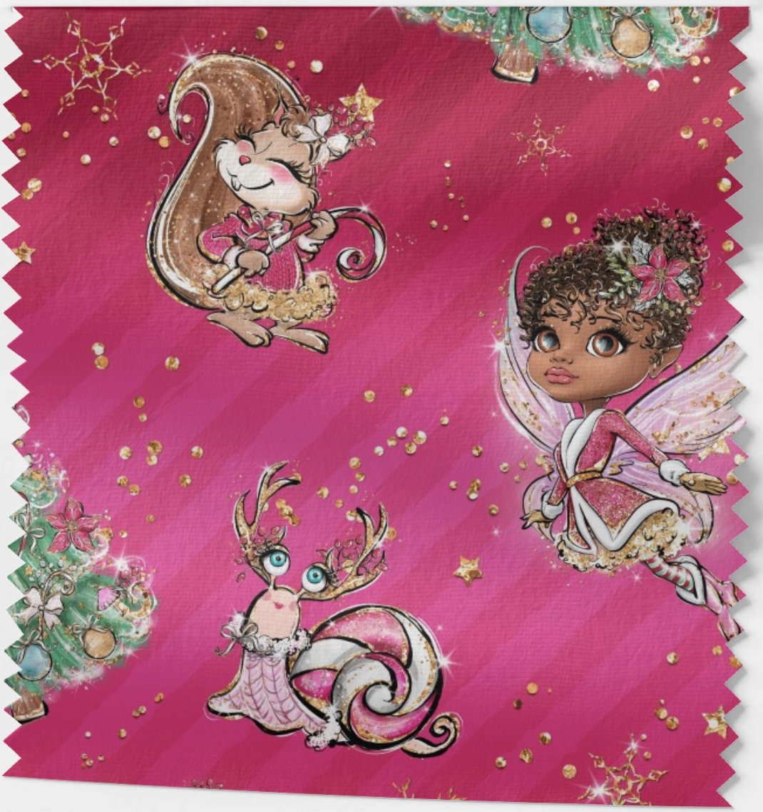 Flying Christmas Fairies - vevd bomull