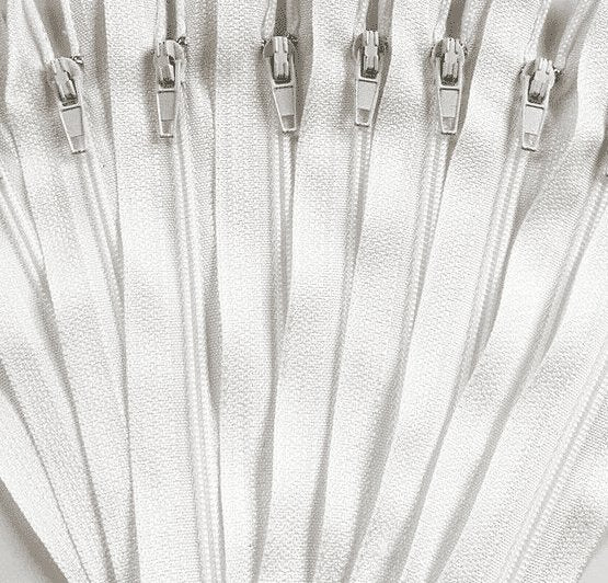 Glidelås Hvit - Ikke delbare - velg 30 eller 45 cm