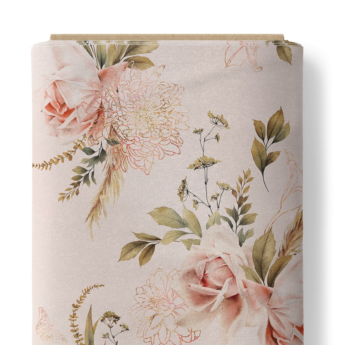 Glittery Pink Roses French Terry