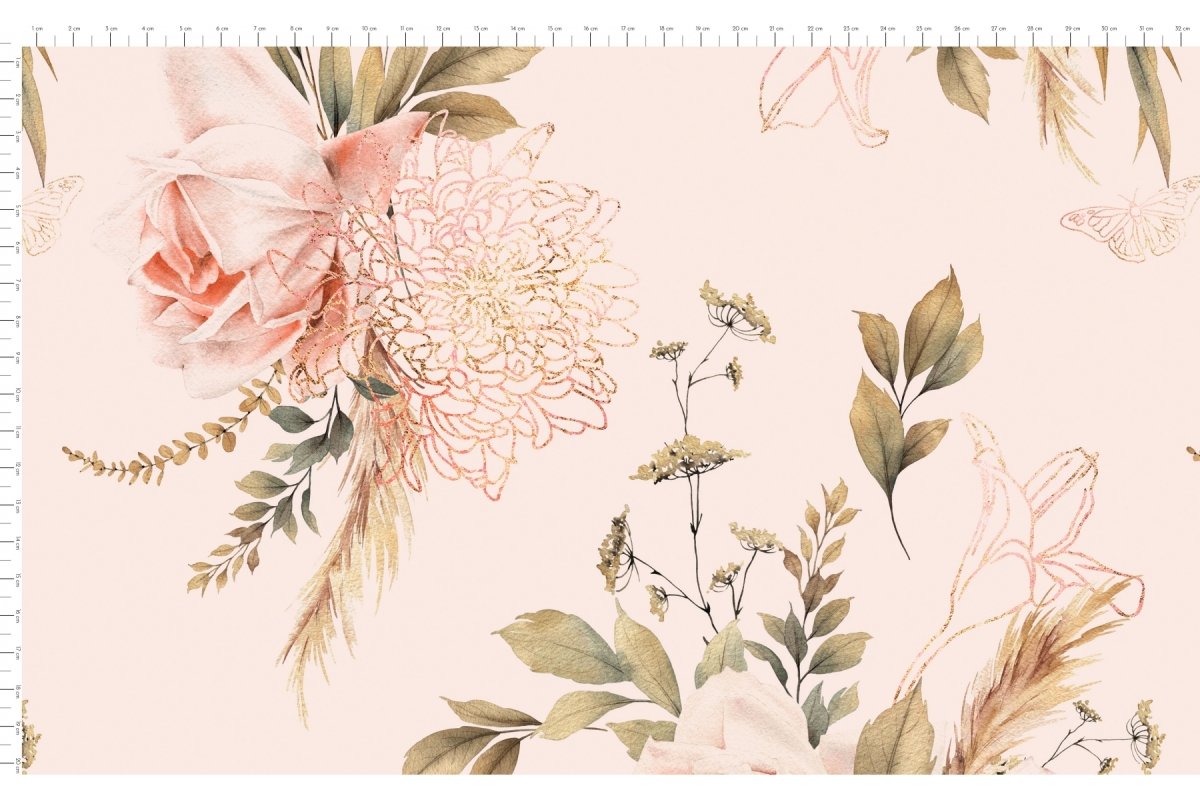 Glittery Pink Roses French Terry