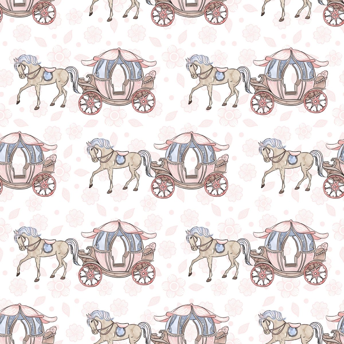 Horse & Carridge - vevd bomull