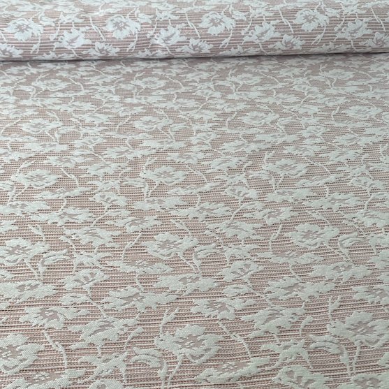 Jacquard flowers pink & white