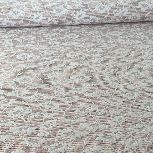 Jacquard flowers pink & white