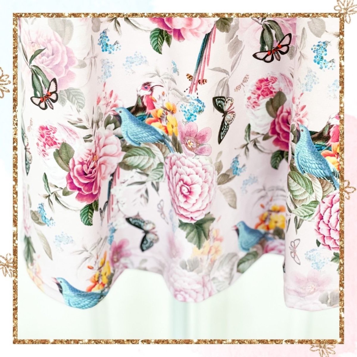 JERSEY - BIRDS & FLOWERS PINK