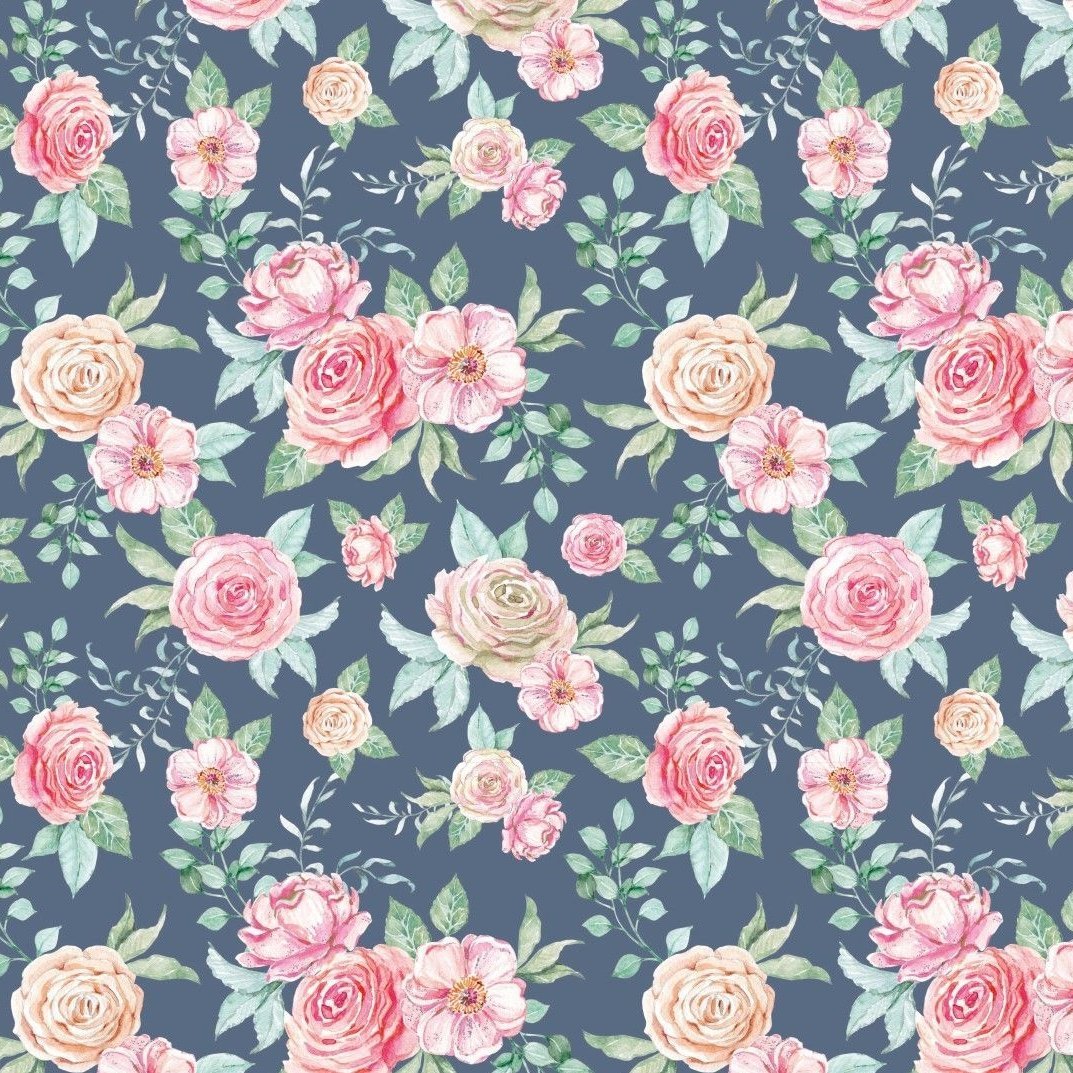 JERSEY LOVELY ROSES - DARK JEANS