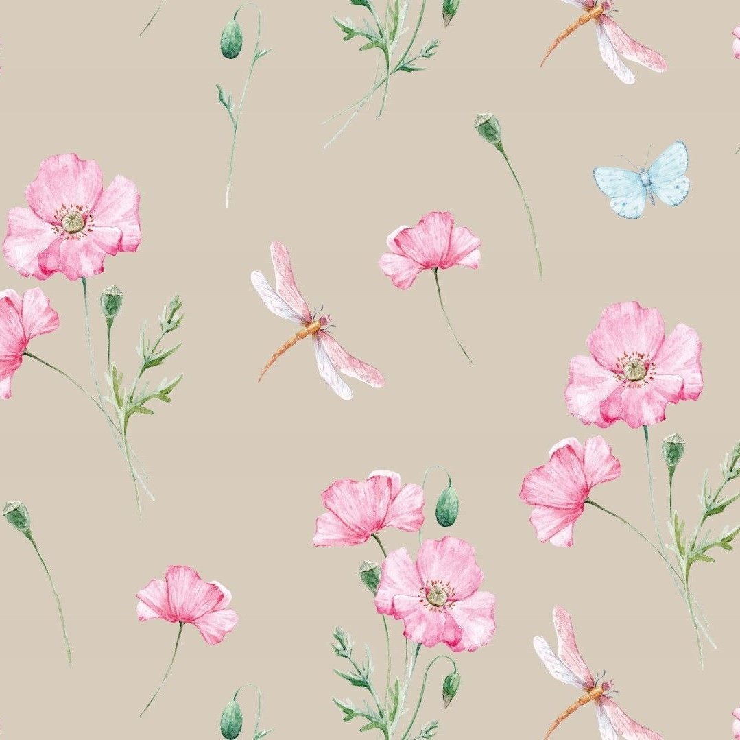 JERSEY SOMMERBLOMST - TAUPE