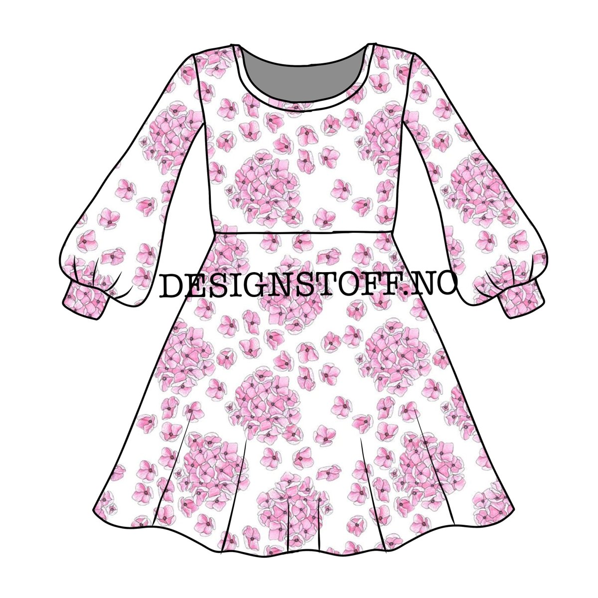 Jersey - Tygdrømmar - Hortensia White