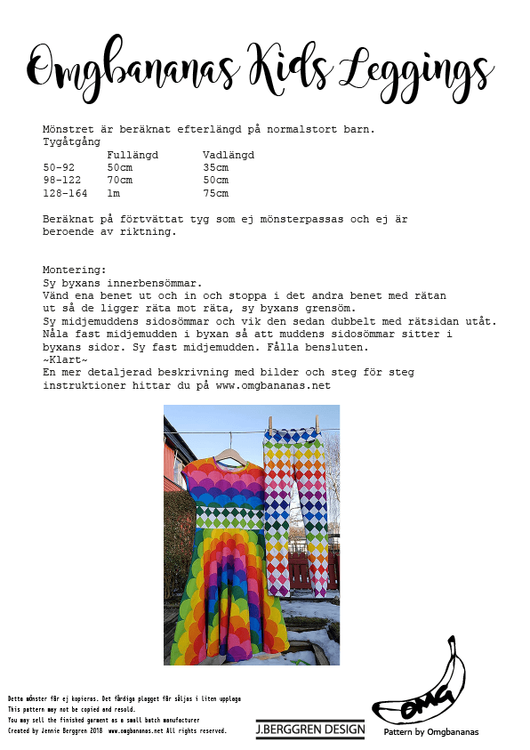 Kids Leggings symønster barn OMGBananas