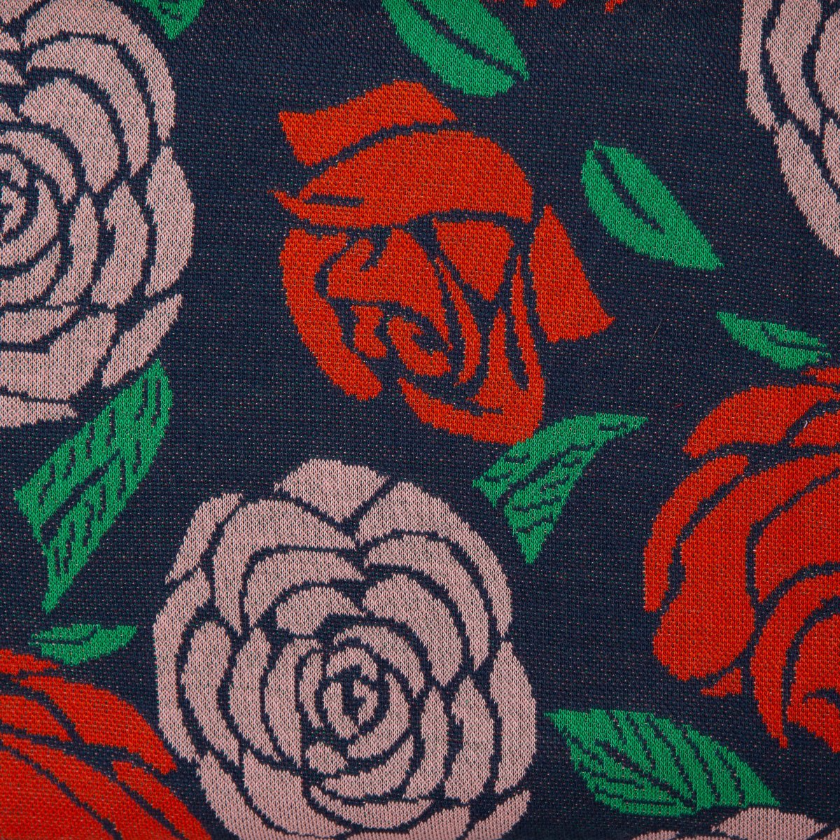 Mønstret Jacquard Økologisk - Cozy Jungle - Blomster Brinarina rød og rosa