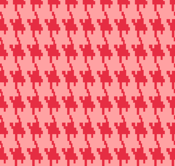 Mønstret Jacquard Økologisk - Houndstooth rød og rosa