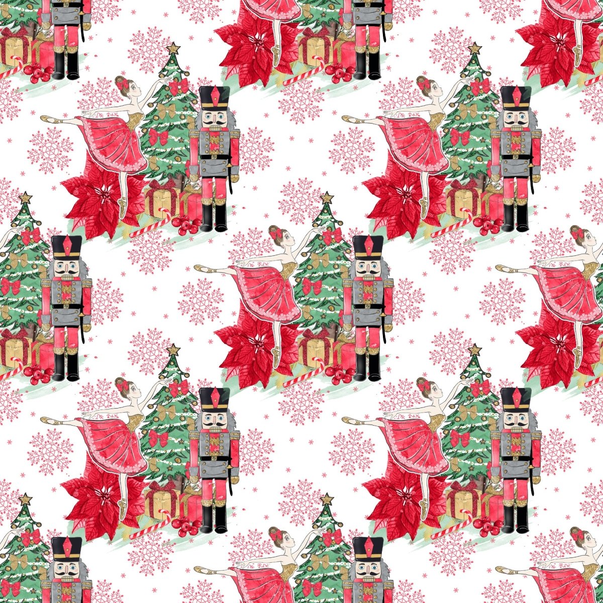 Nutcracker & Ballerina - vevd bomull