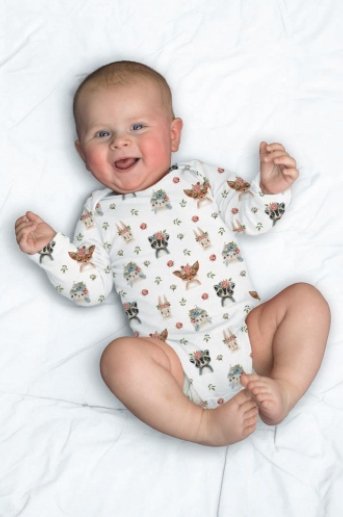 Økologisk jersey - Cute animals hvit