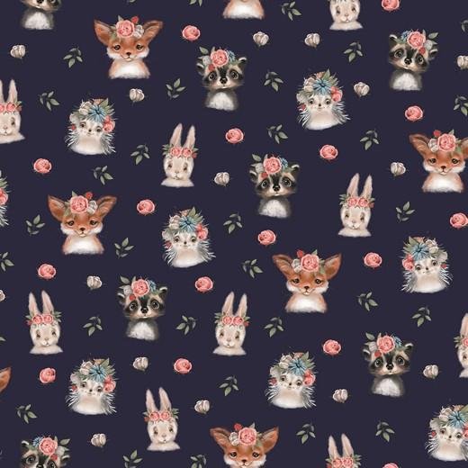 Økologisk jersey - Cute animals svart