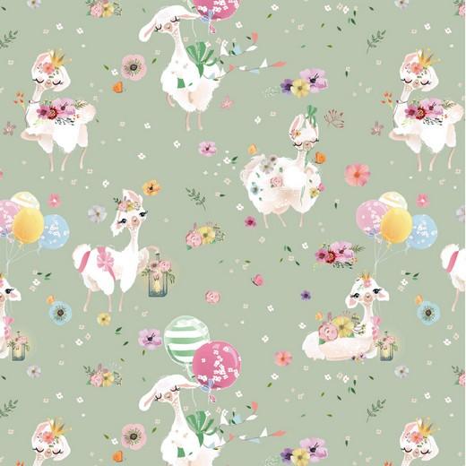 Økologisk jersey - Happy Alpacas - light mint