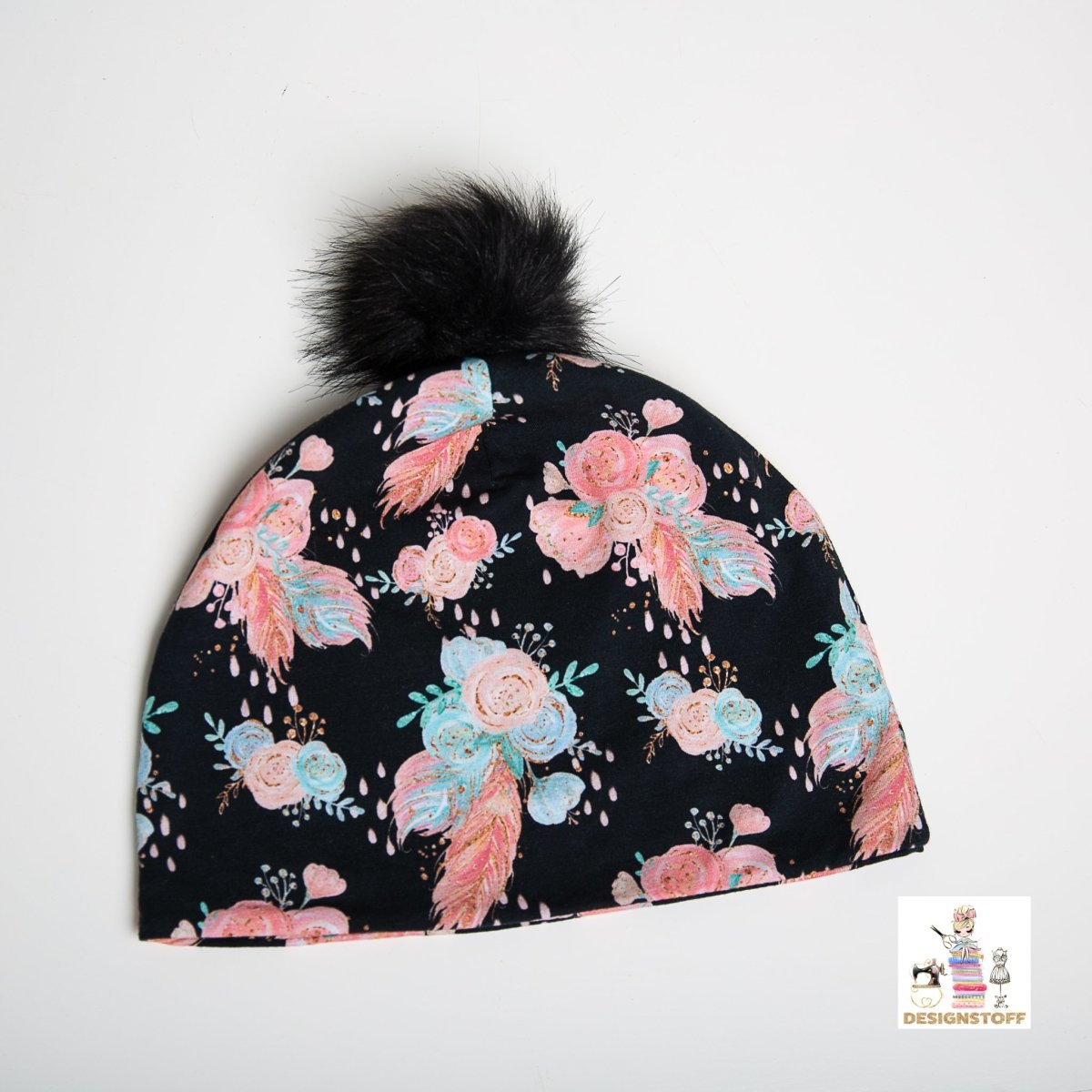 Økologisk jersey - Painted Flowers Black