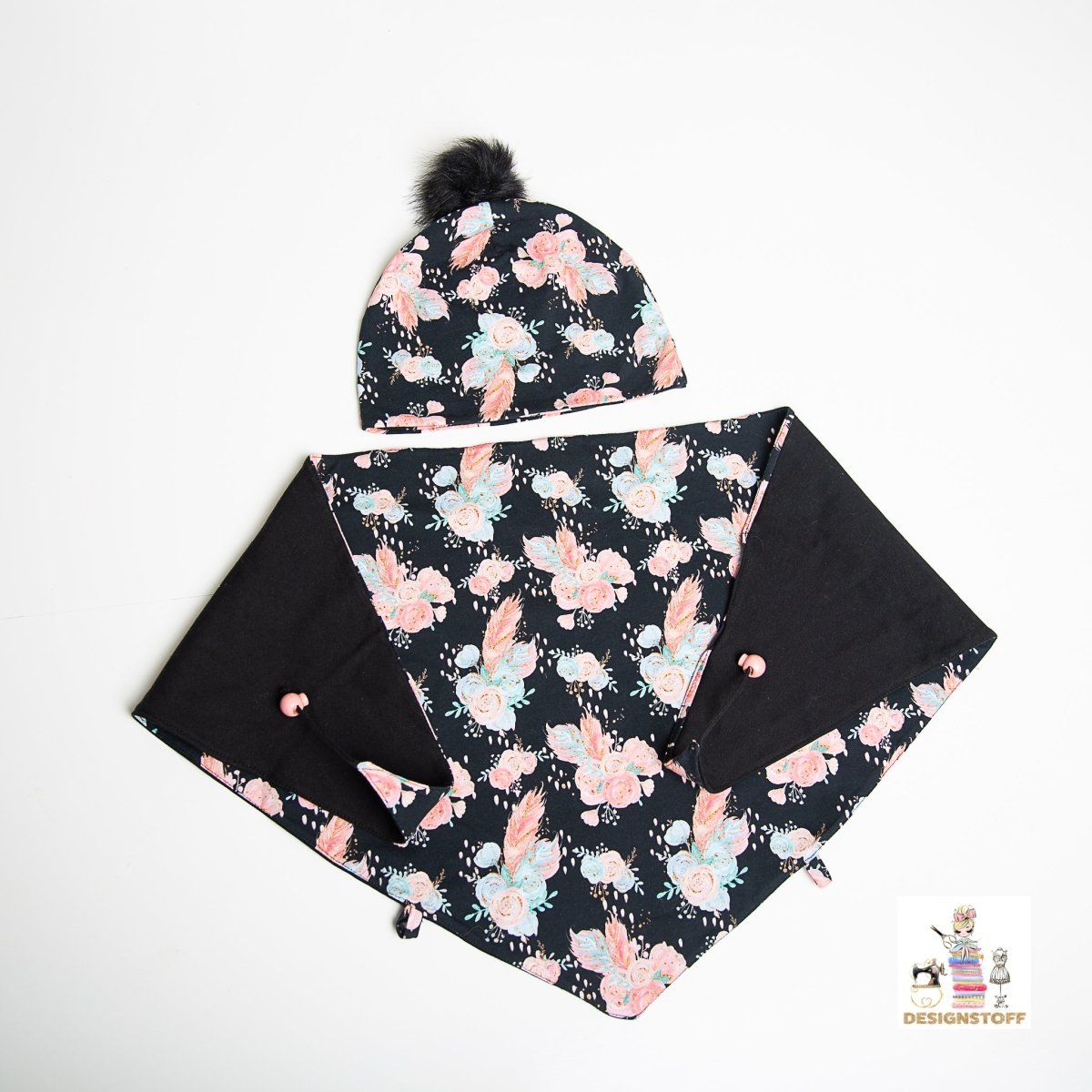 Økologisk jersey - Painted Flowers Black