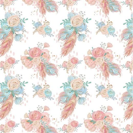 Økologisk jersey - Painted Flowers White