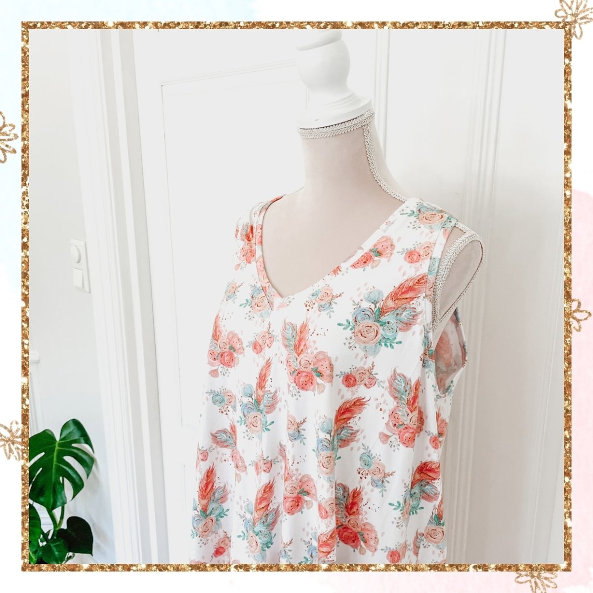 Økologisk jersey - Painted Flowers White