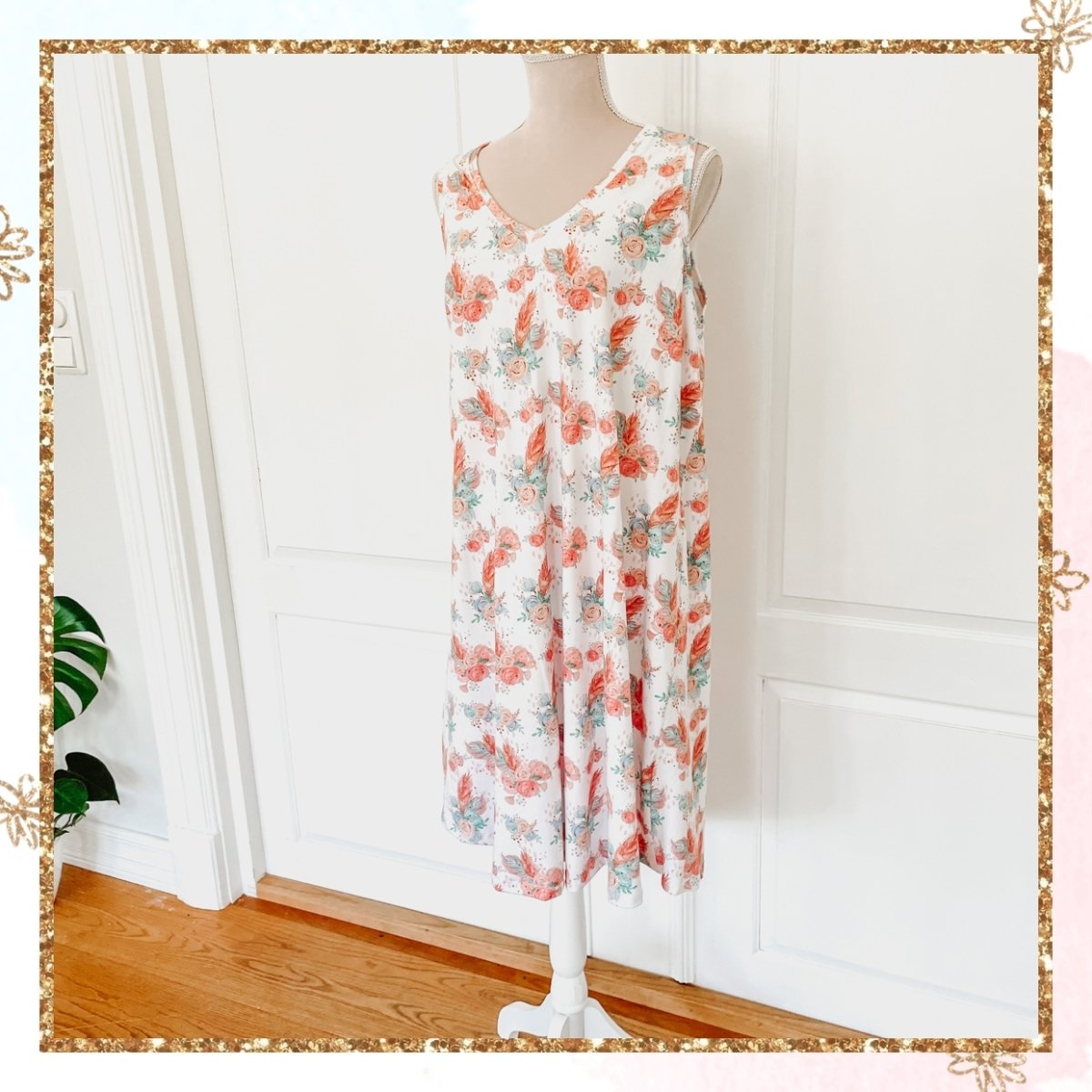 Økologisk jersey - Painted Flowers White