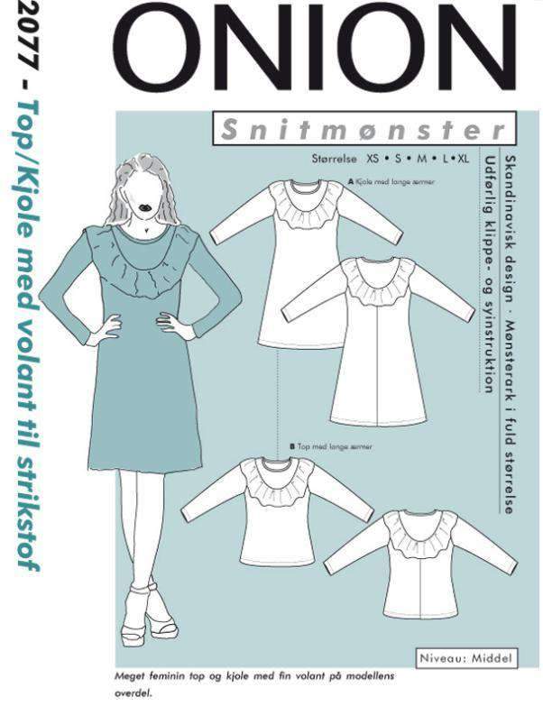 Onion symønster Topp & kjole med volant (2077)