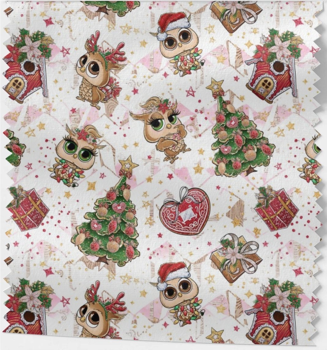 Owly Christmas white & pink - Jersey