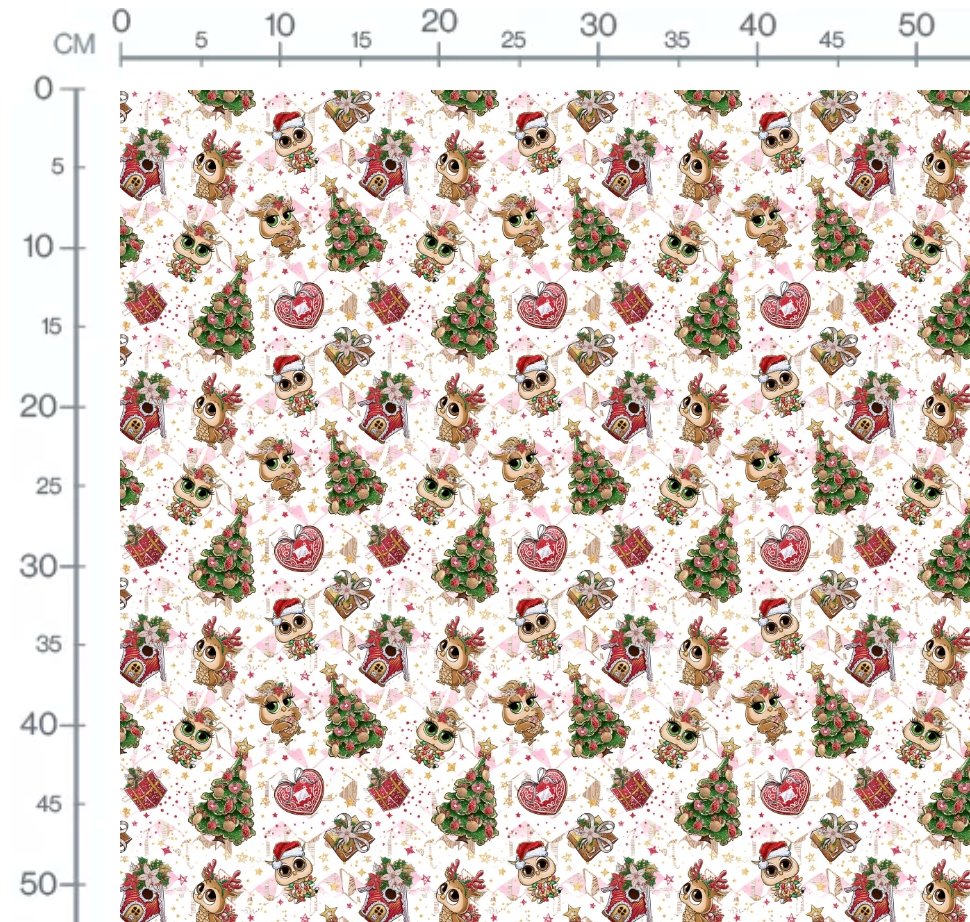Owly Christmas white & pink - Jersey