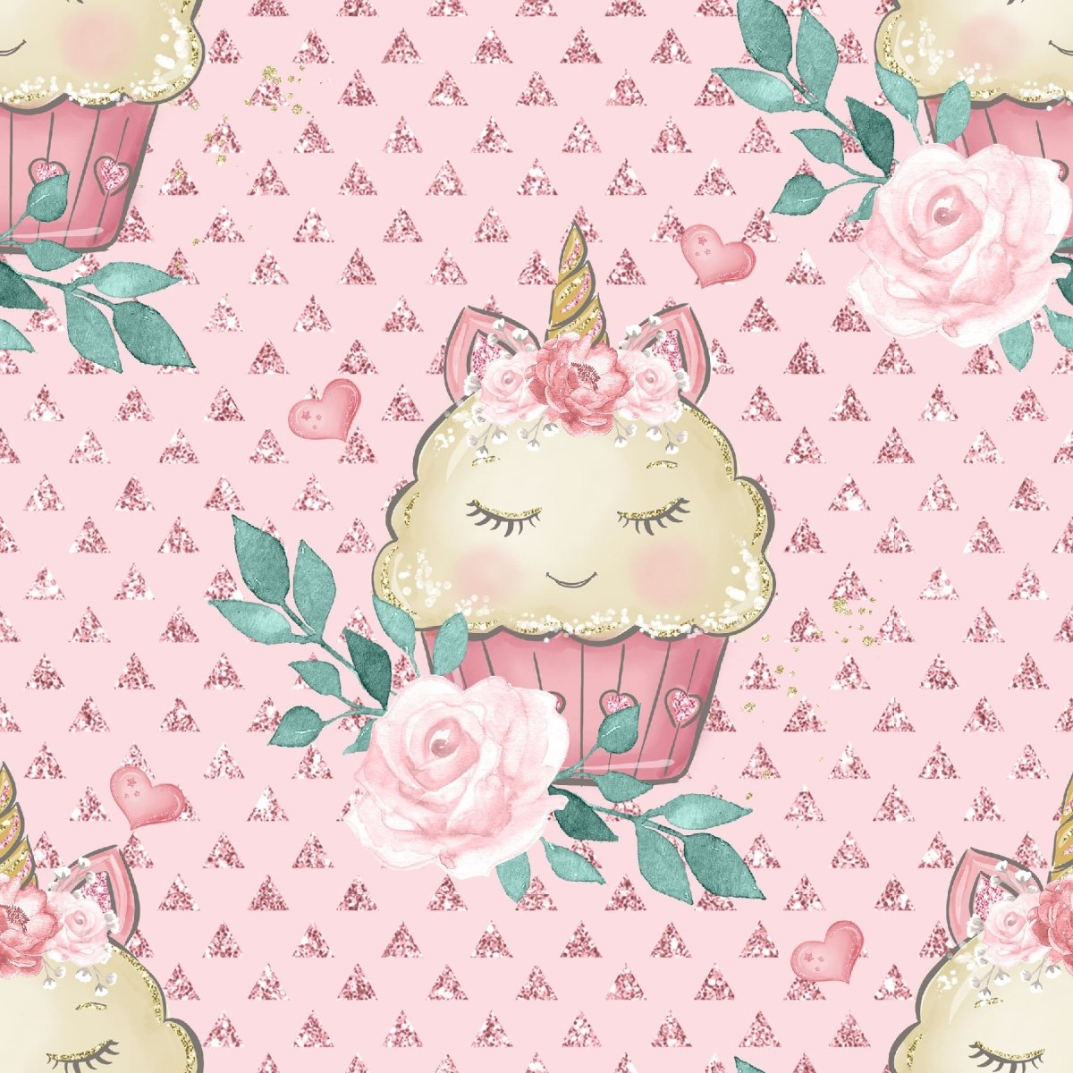 Pink Cup Cake Unicorn - French Terry