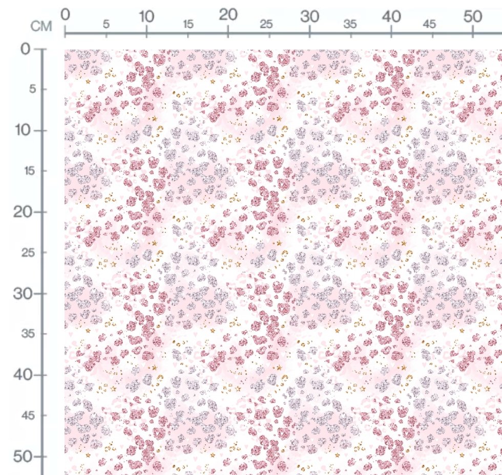 Pink & Silver Glitter dots - French Terry