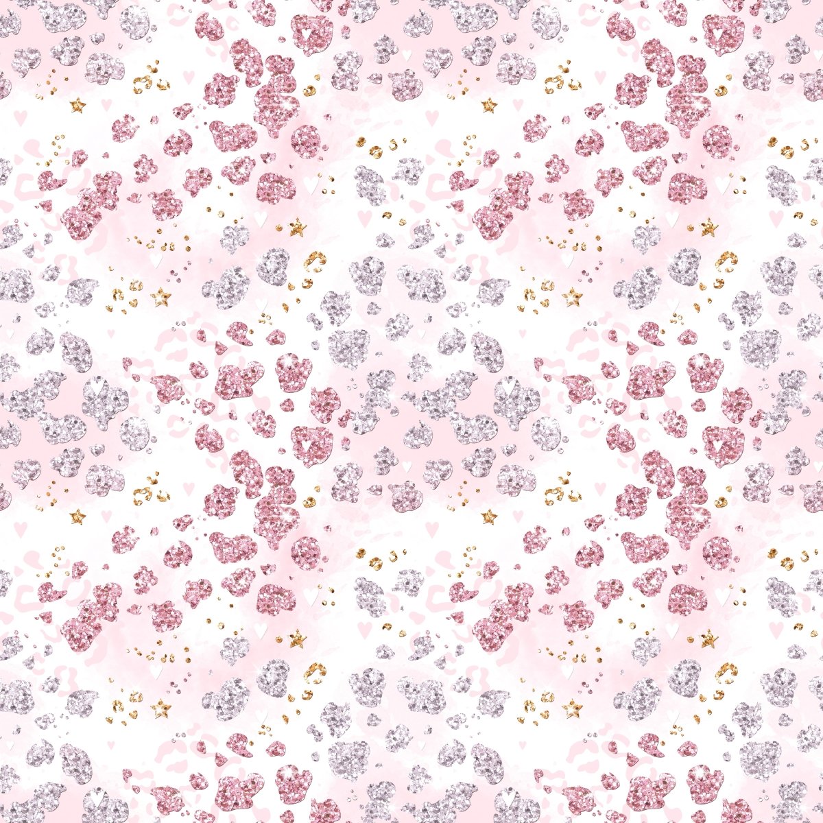 Pink & Silver Glitter dots - French Terry